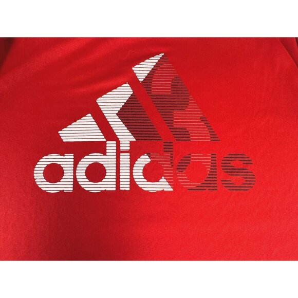 Adidas XL Red Climalite Logo Tee Short Sleeve Sport Y2K Streetwear Unisex Active - Picture 4 of 8